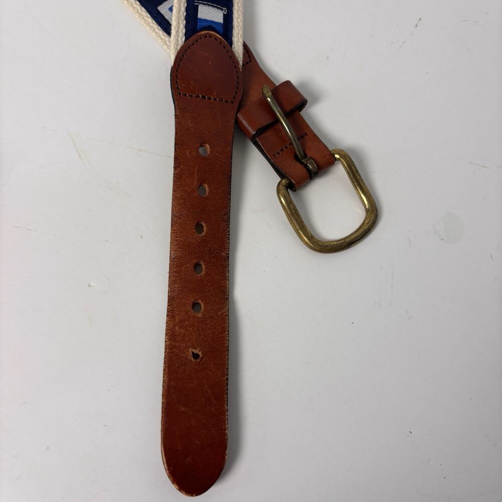 Leather Man Ltd Maritime Signal Flag Belt Size 38 Top Grain Leather Brass - Picture 3 of 8